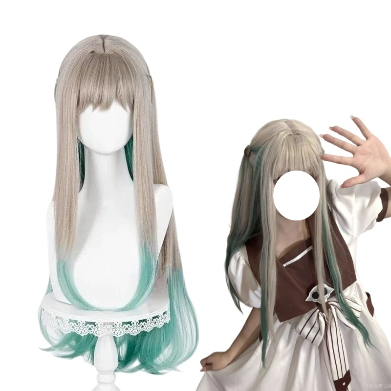 Anime Cosplay Long Hair - Parrucca Cosplay Anime Yashiro Nene, Grigio-verde